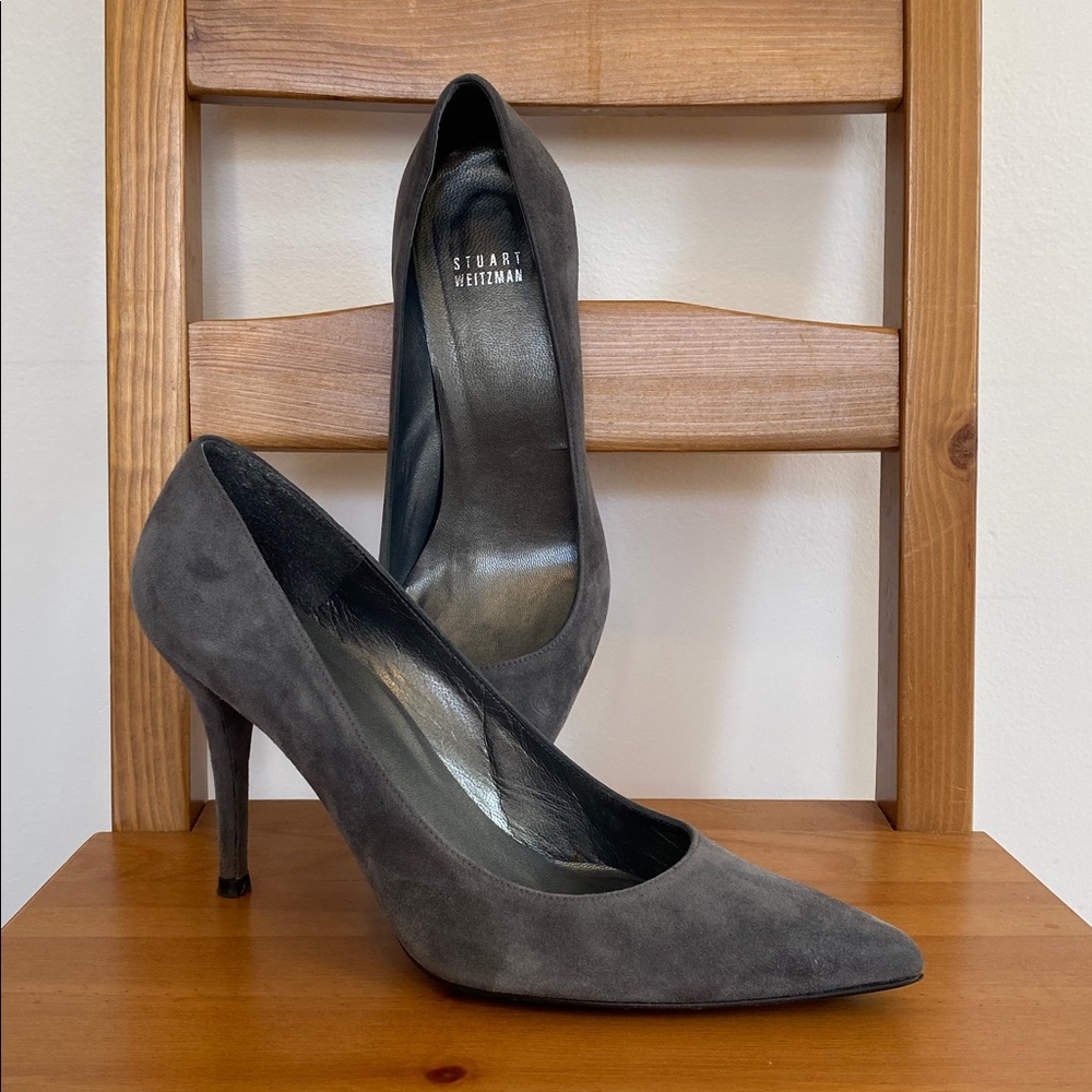 Stuart Weitzman Power Grey Suede Pumps Sz 9.5